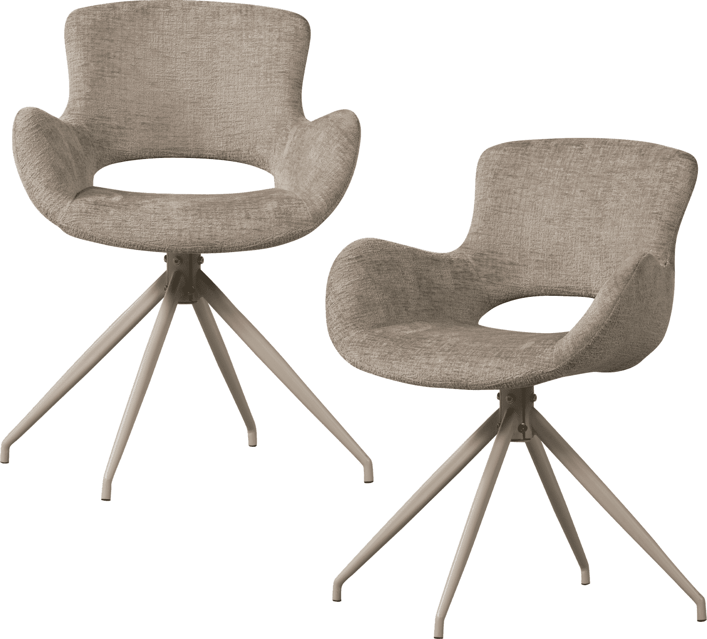 WOOOD Eliva eetkamerstoel structure velvet zand - set van 2 Bruin|Beige Eetkamerstoel