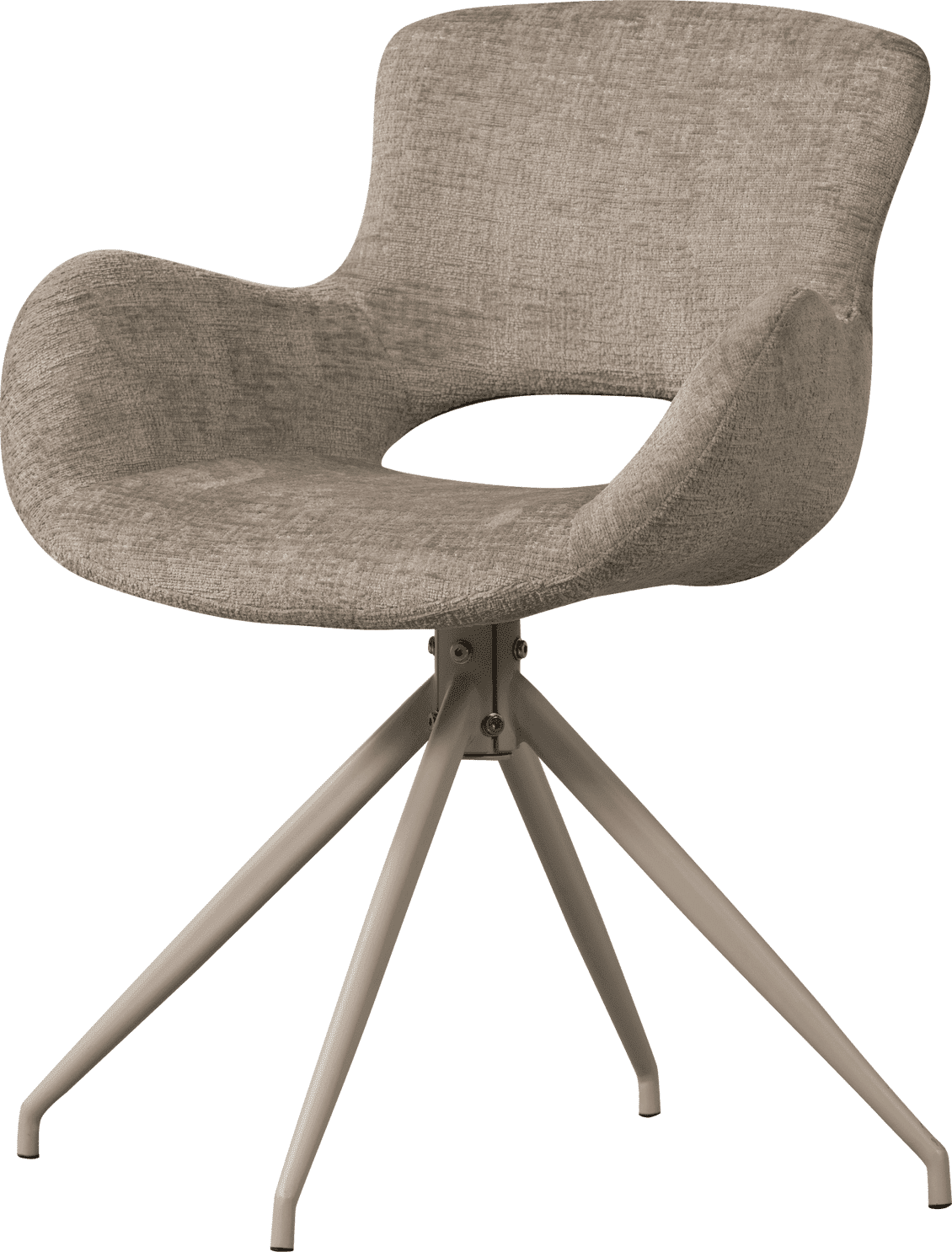 WOOOD Eliva eetkamerstoel structure velvet zand - set van 2 Bruin|Beige Eetkamerstoel