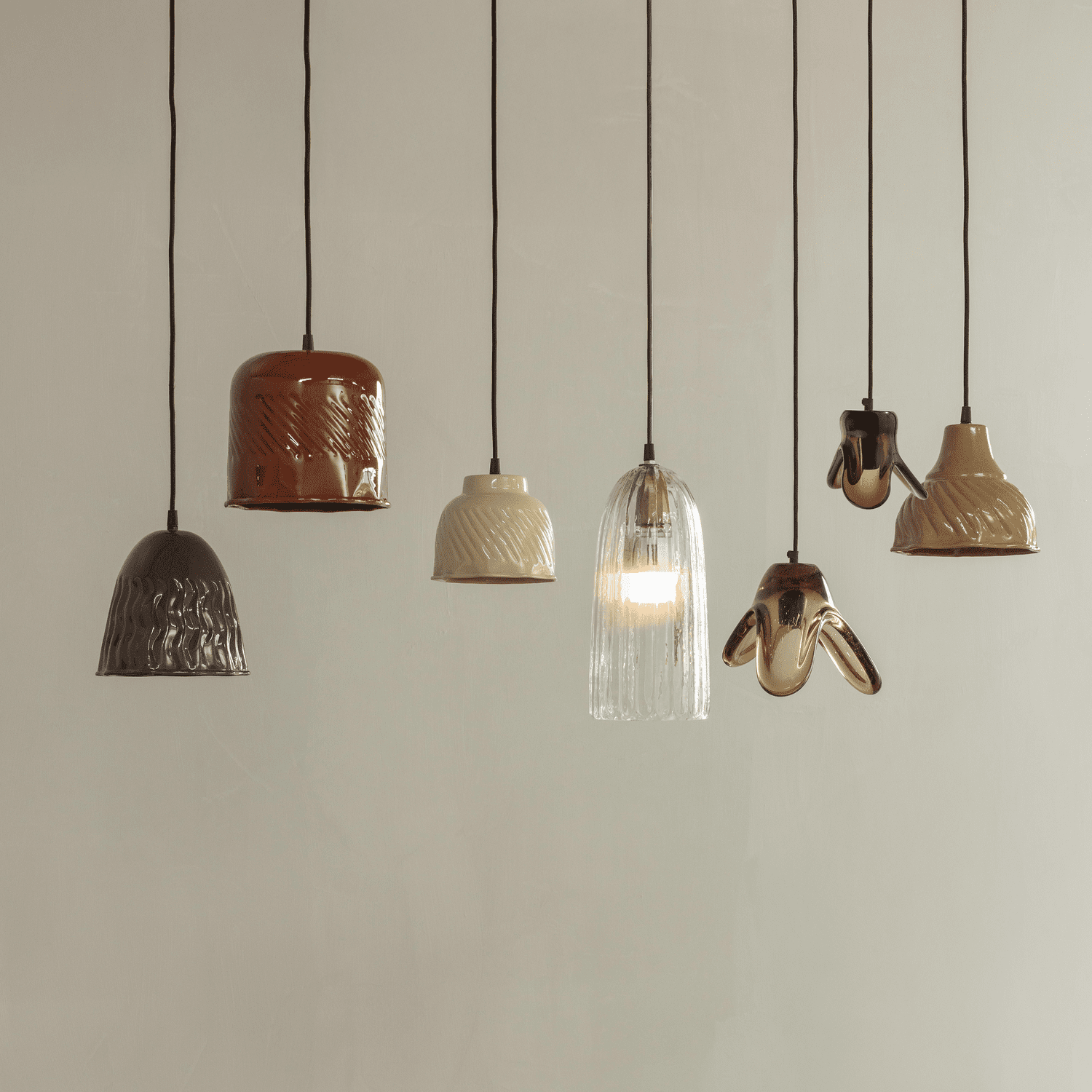 WOOOD Elle hanglamp groot glas groen Groen Hanglamp