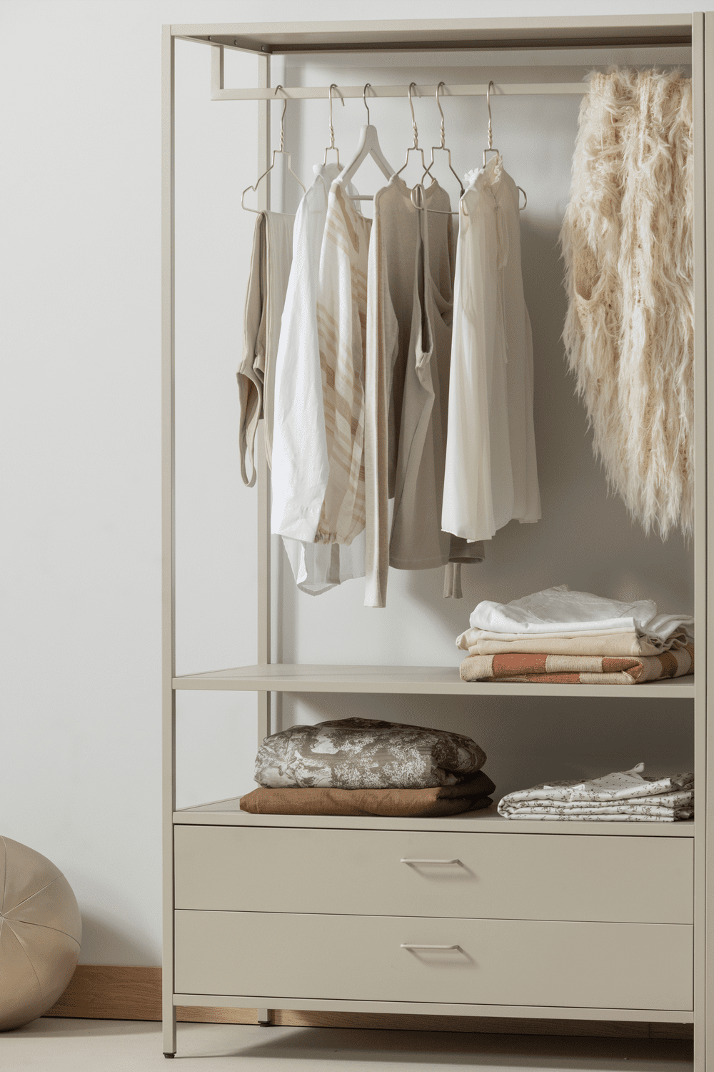 WOOOD Ferris open kledingkast 100cm metaal zand Bruin|Beige Linnenkast