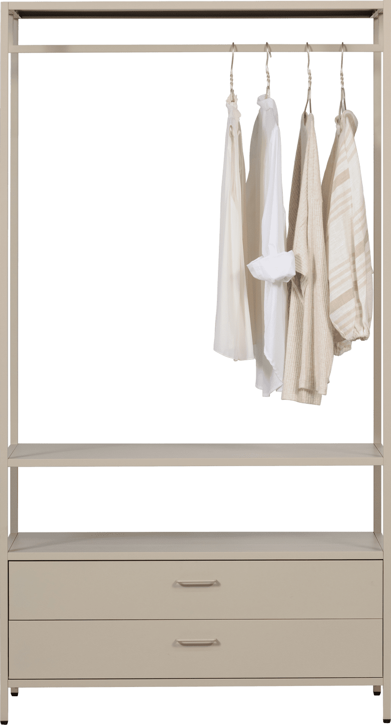 WOOOD Ferris open kledingkast 100cm metaal zand Bruin|Beige Linnenkast