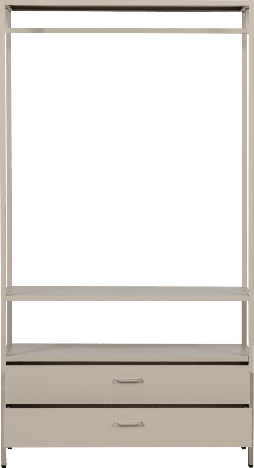 WOOOD Ferris open kledingkast 100cm metaal zand Bruin|Beige Linnenkast