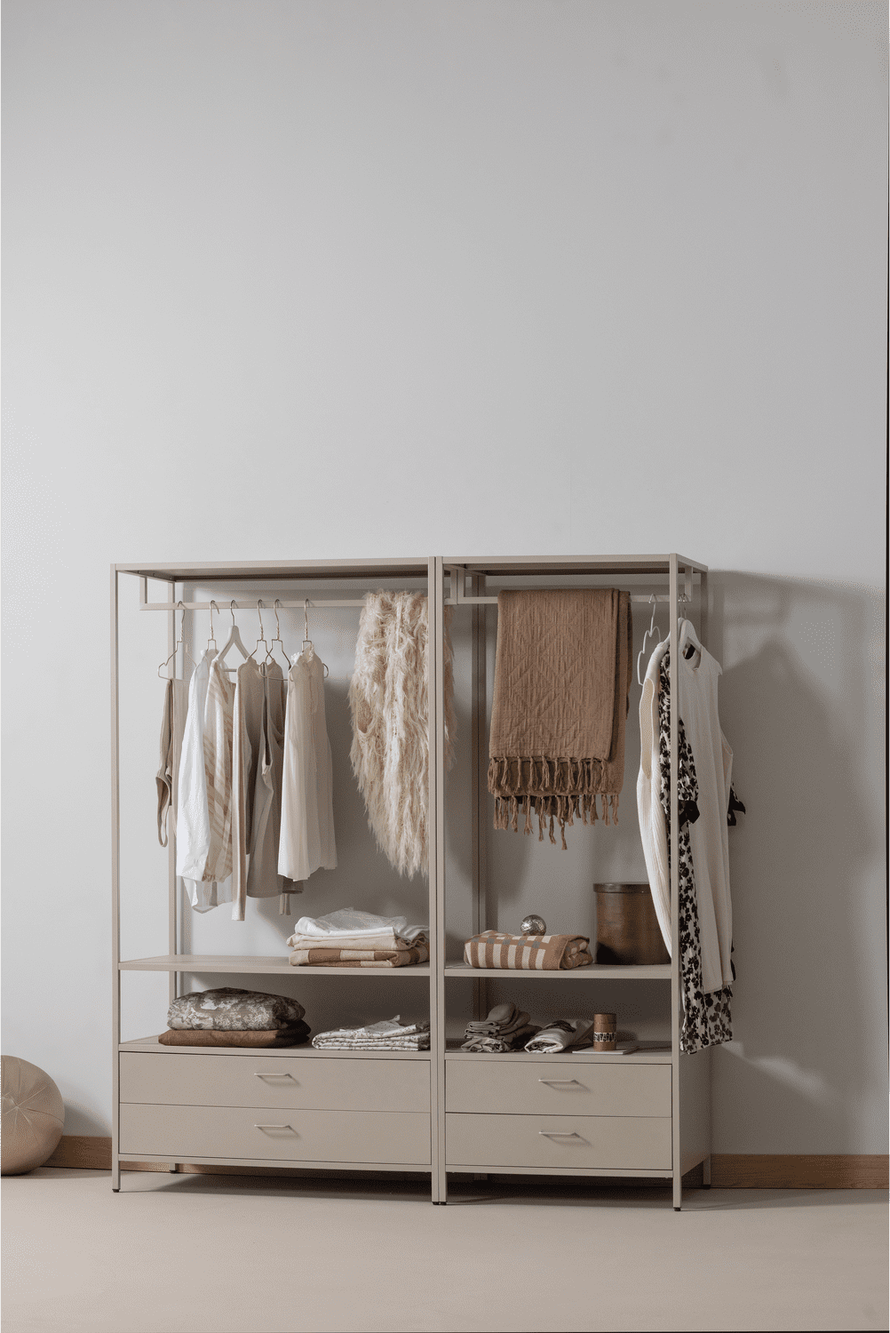 WOOOD Ferris open kledingkast 70cm metaal zand Bruin|Beige Linnenkast