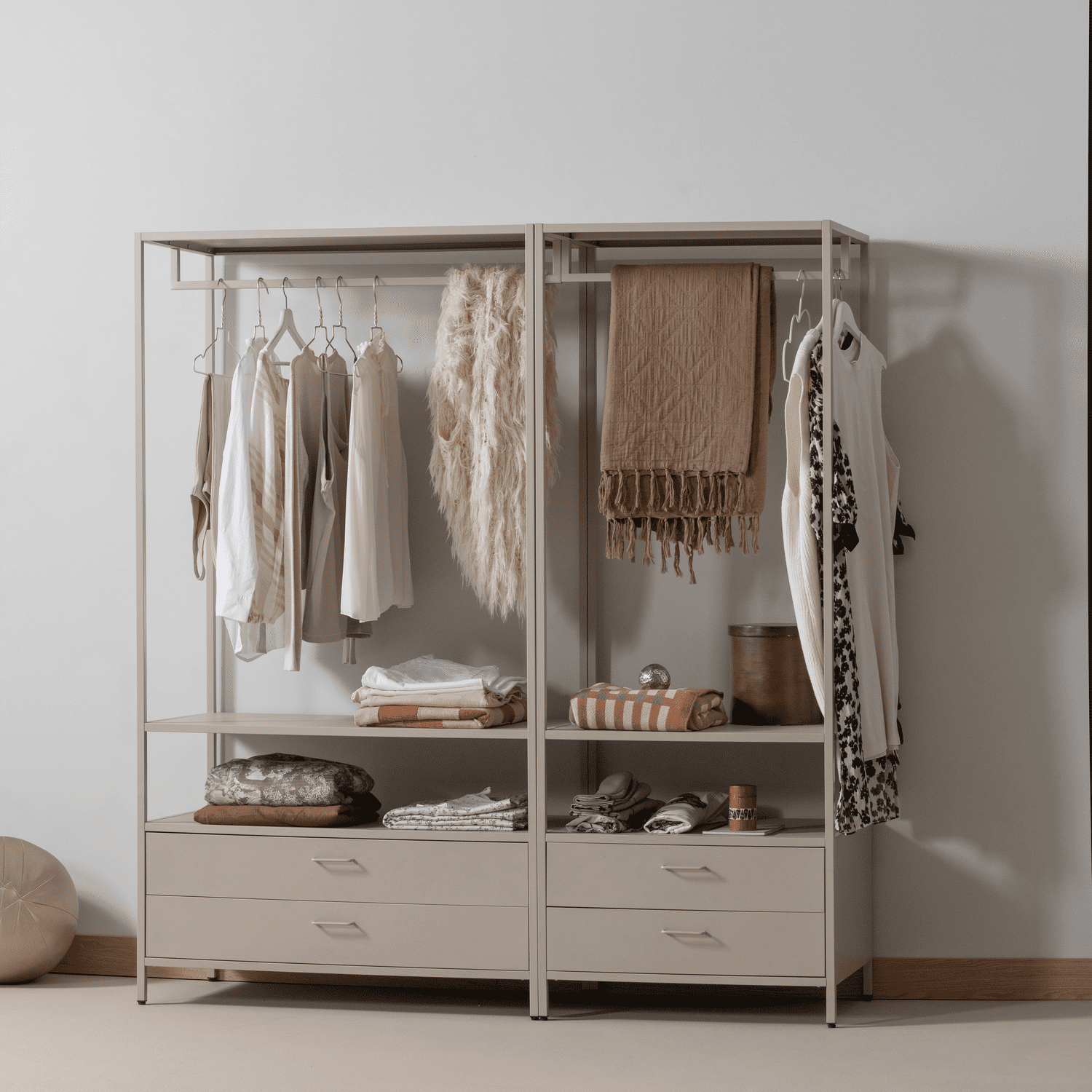 WOOOD Ferris open kledingkast 70cm metaal zand Bruin|Beige Linnenkast