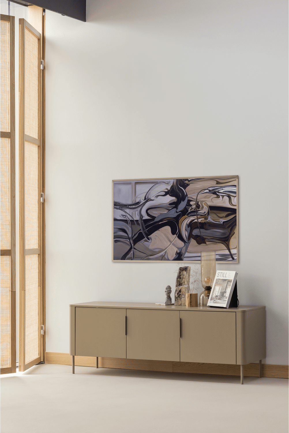 WOOOD Gigi tafellamp gehamerd glas 38xo15cm naturel Naturel Tafellamp