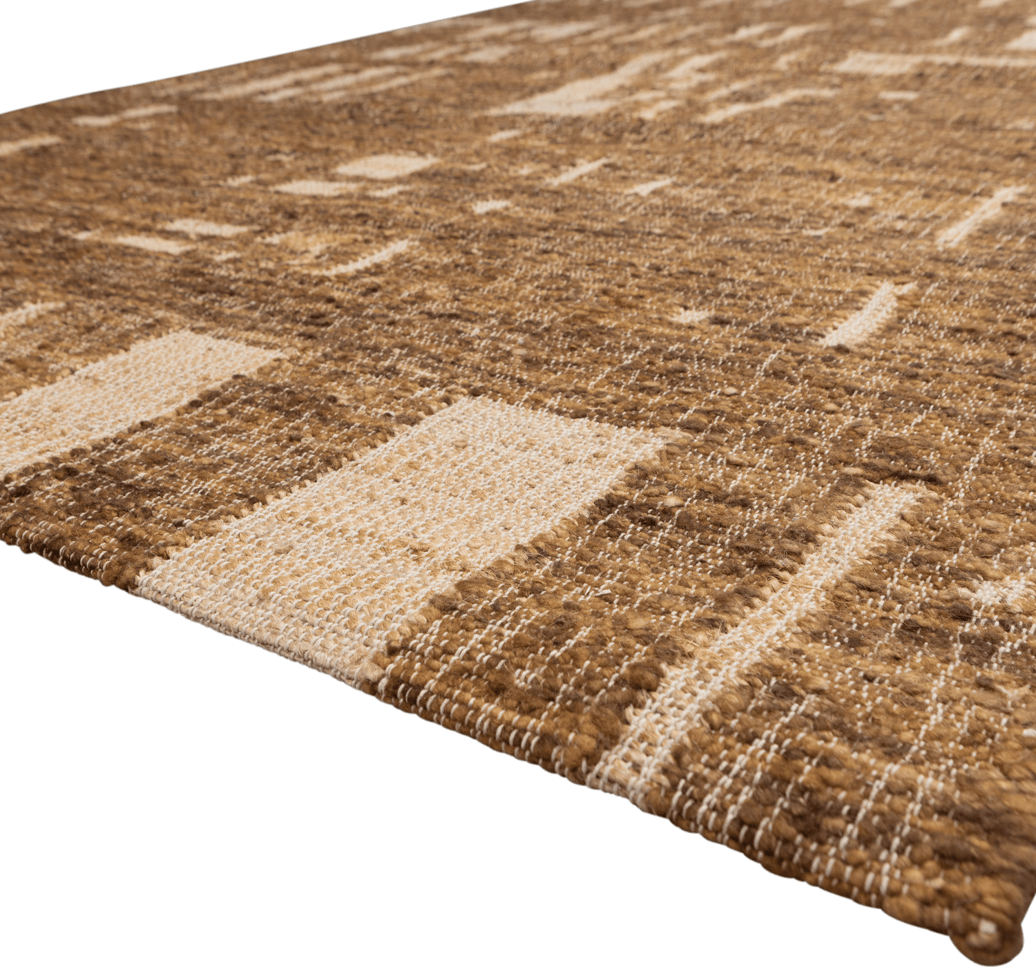 WOOOD Ian handgeweven vloerkleed wol/katoen bruin 170x240cm Bruin Vloerkleed