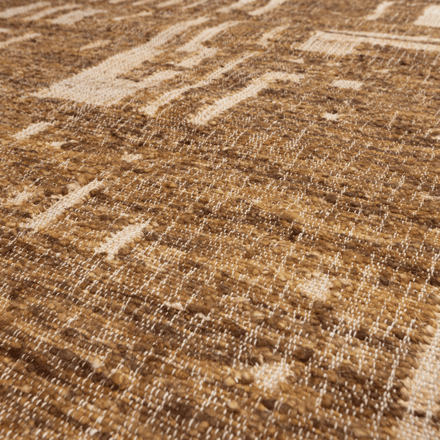 WOOOD Ian handgeweven vloerkleed wol/katoen bruin 170x240cm Bruin Vloerkleed