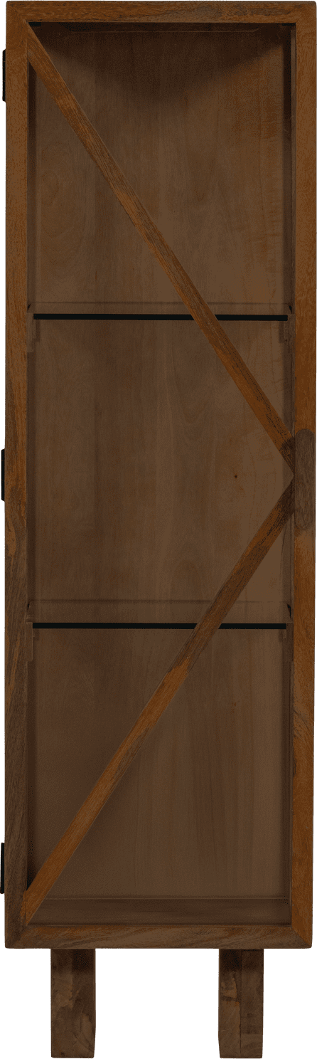 WOOOD Kella 1-deurs kast mango hout bruin Bruin Vitrinekast|Kast
