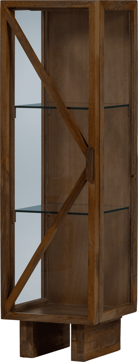 WOOOD Kella 1-deurs kast mango hout bruin Bruin Vitrinekast|Kast