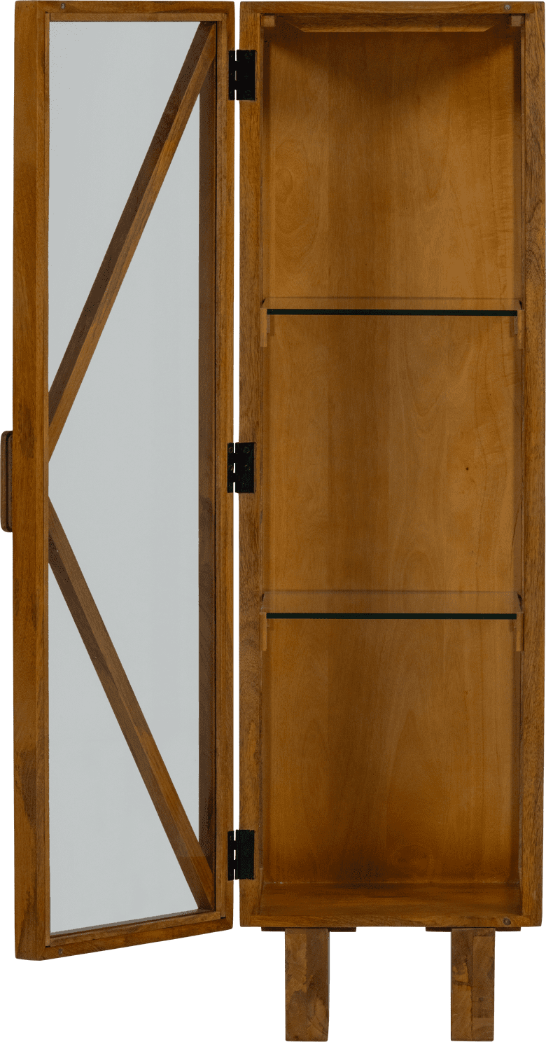 WOOOD Kella 1-deurs kast mango hout naturel Naturel Vitrinekast|Kast