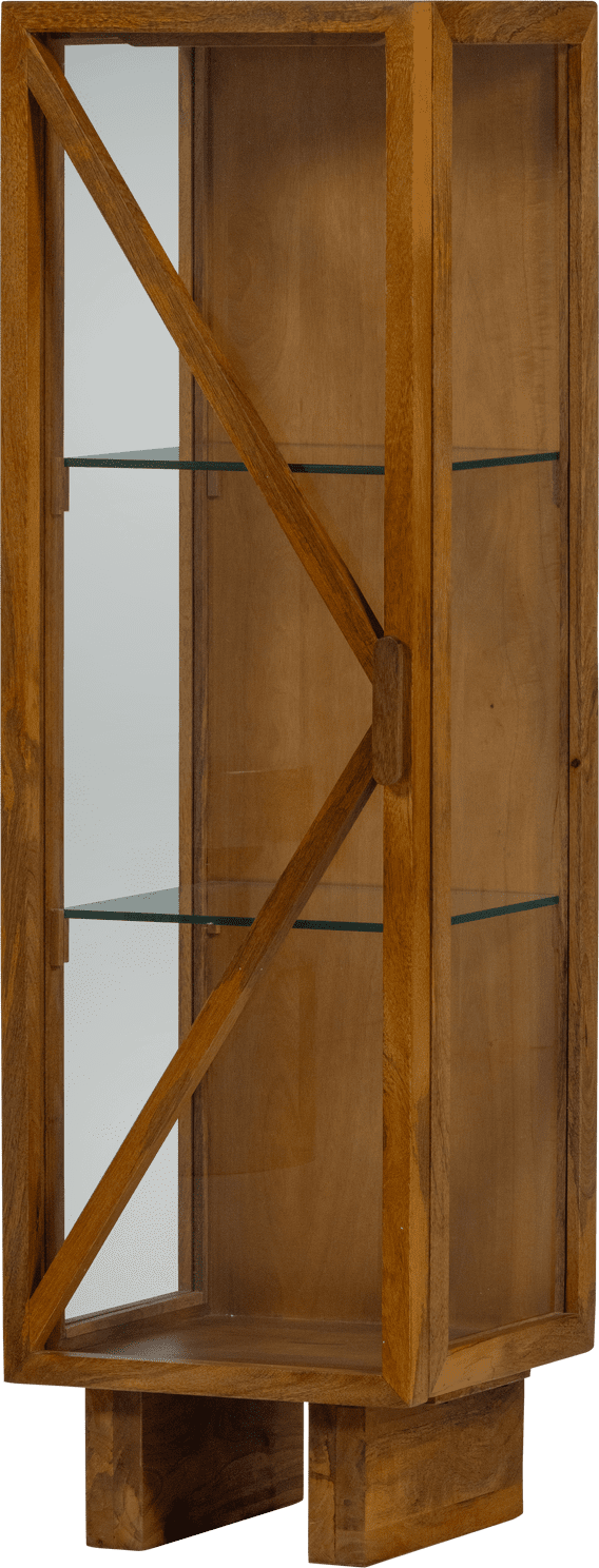 WOOOD Kella 1-deurs kast mango hout naturel Naturel Vitrinekast|Kast