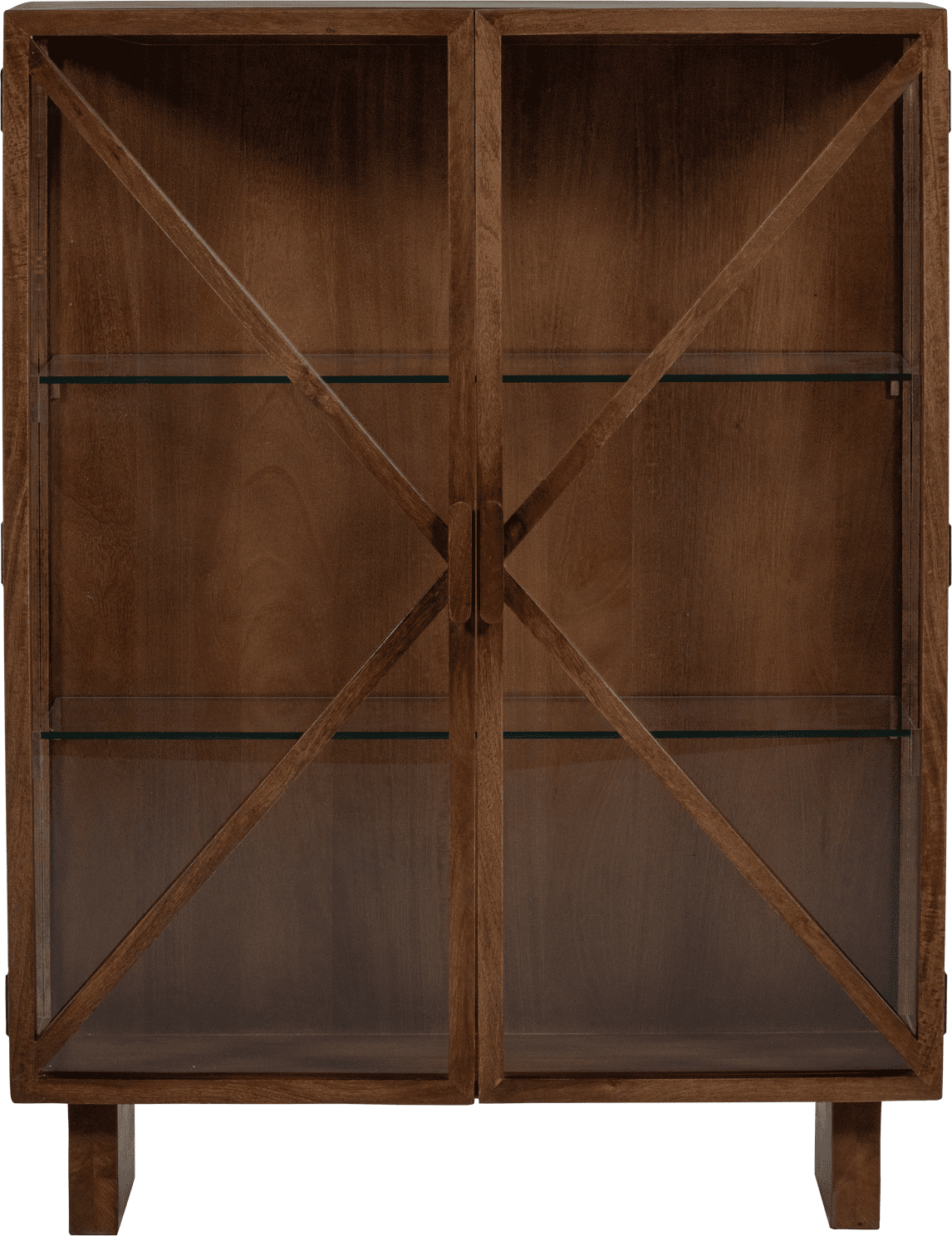 WOOOD Kella 2-deurs kast mango hout bruin Bruin Vitrinekast|Kast