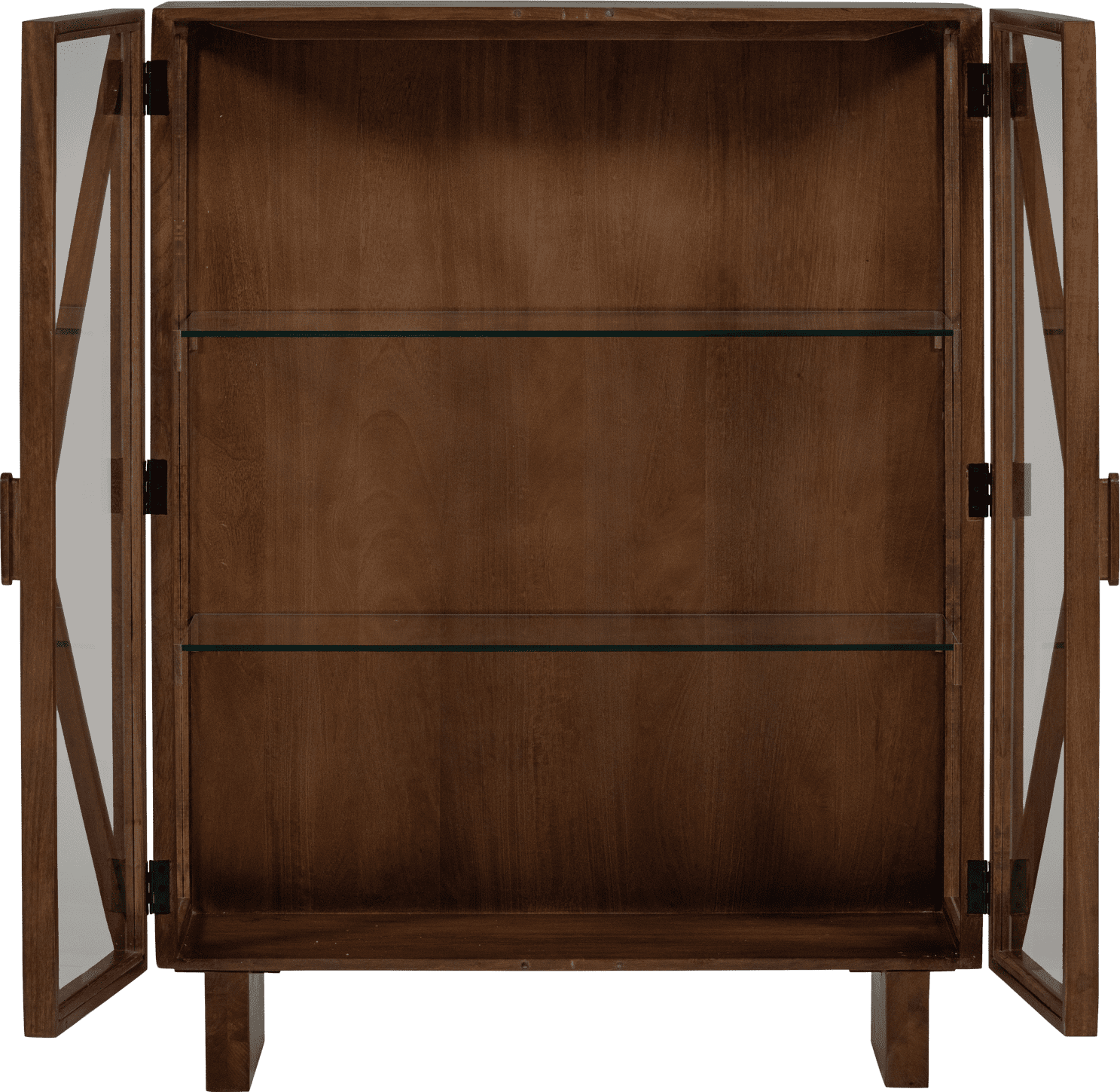 WOOOD Kella 2-deurs kast mango hout bruin Bruin Vitrinekast|Kast