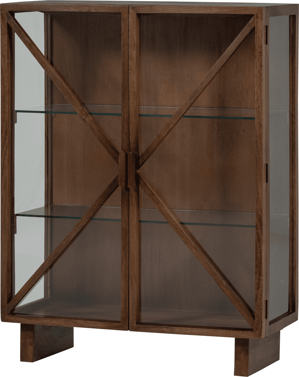 WOOOD Kella 2-deurs kast mango hout bruin Bruin Vitrinekast|Kast