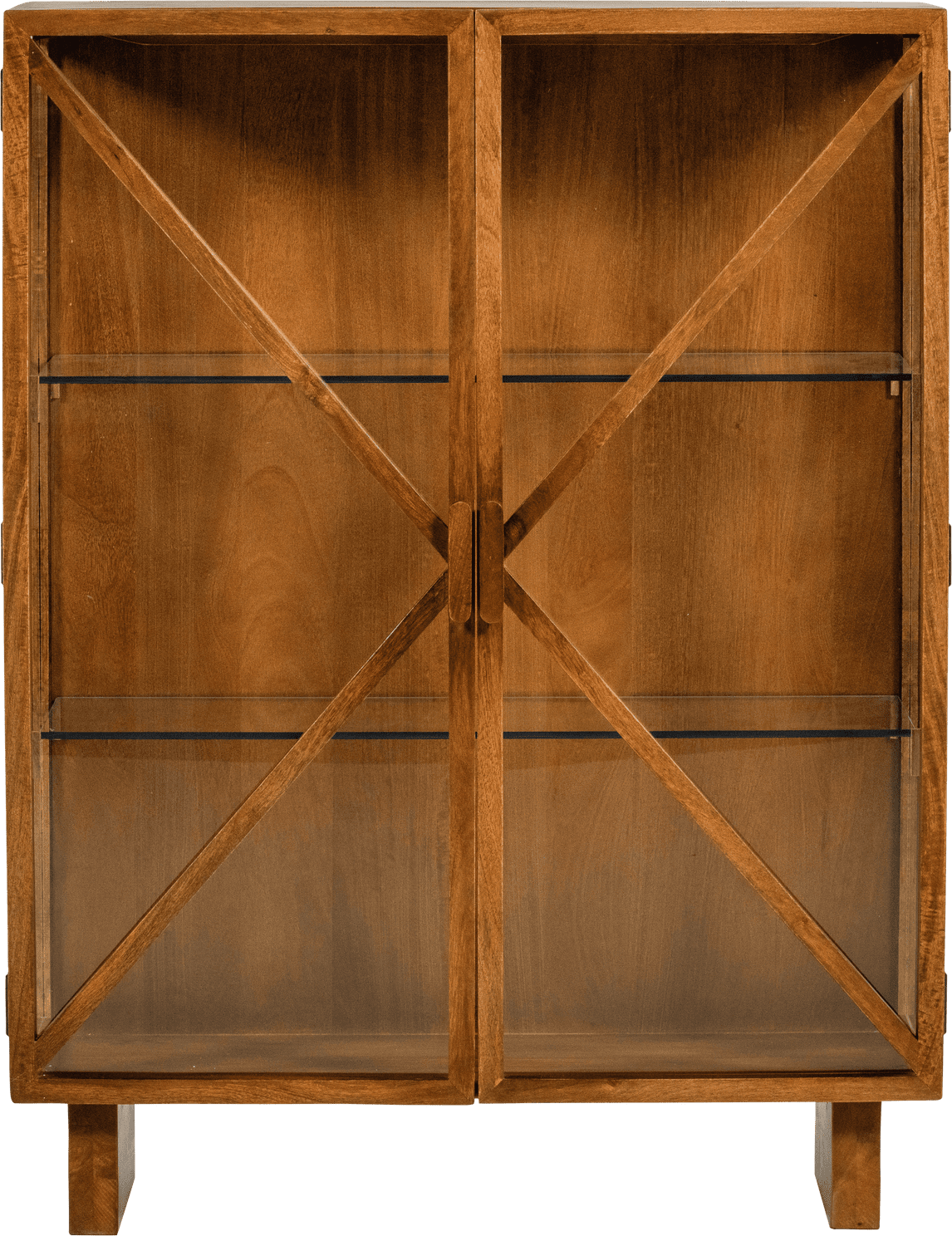 WOOOD Kella 2-deurs kast mango hout naturel Naturel Vitrinekast|Kast