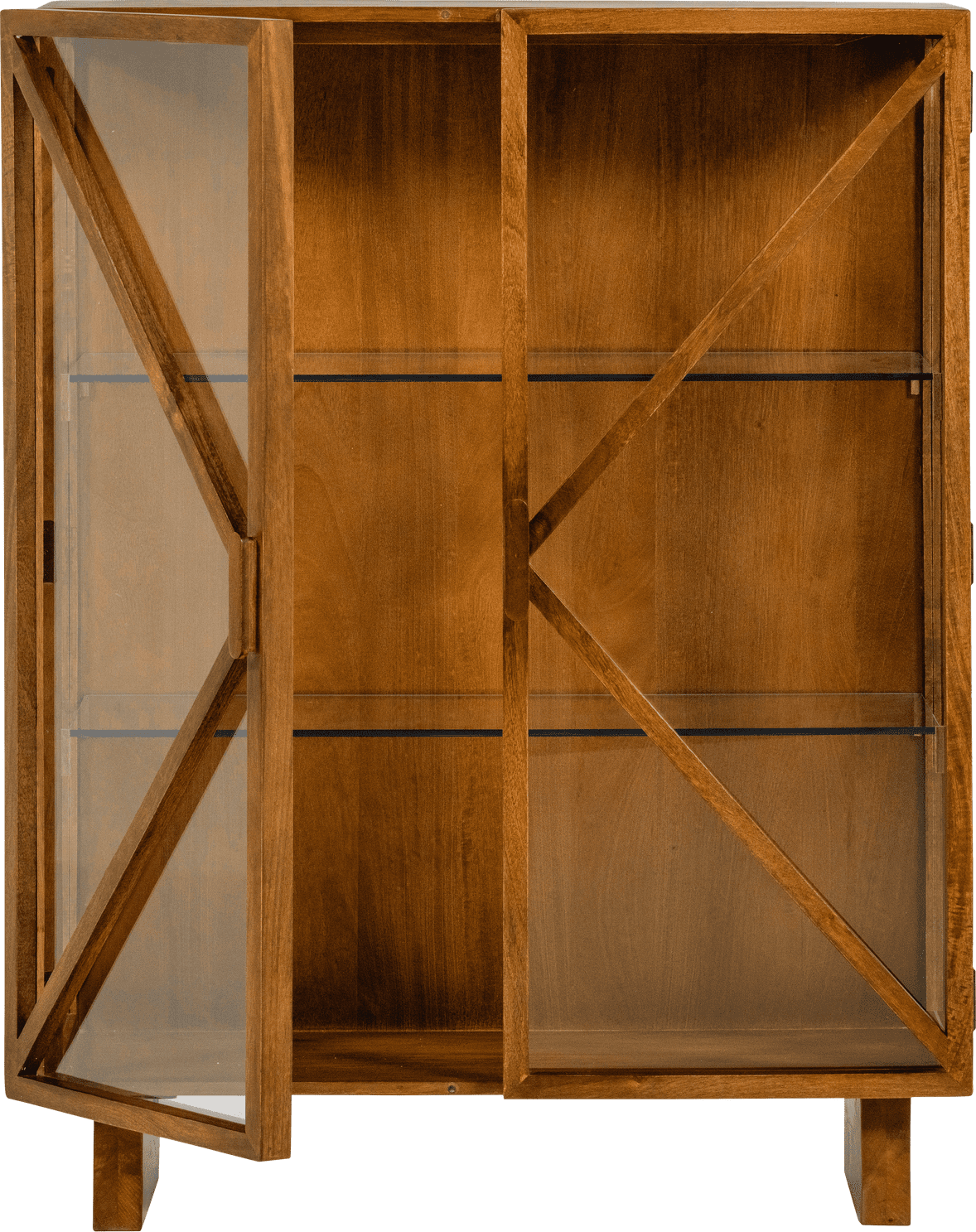 WOOOD Kella 2-deurs kast mango hout naturel Naturel Vitrinekast|Kast