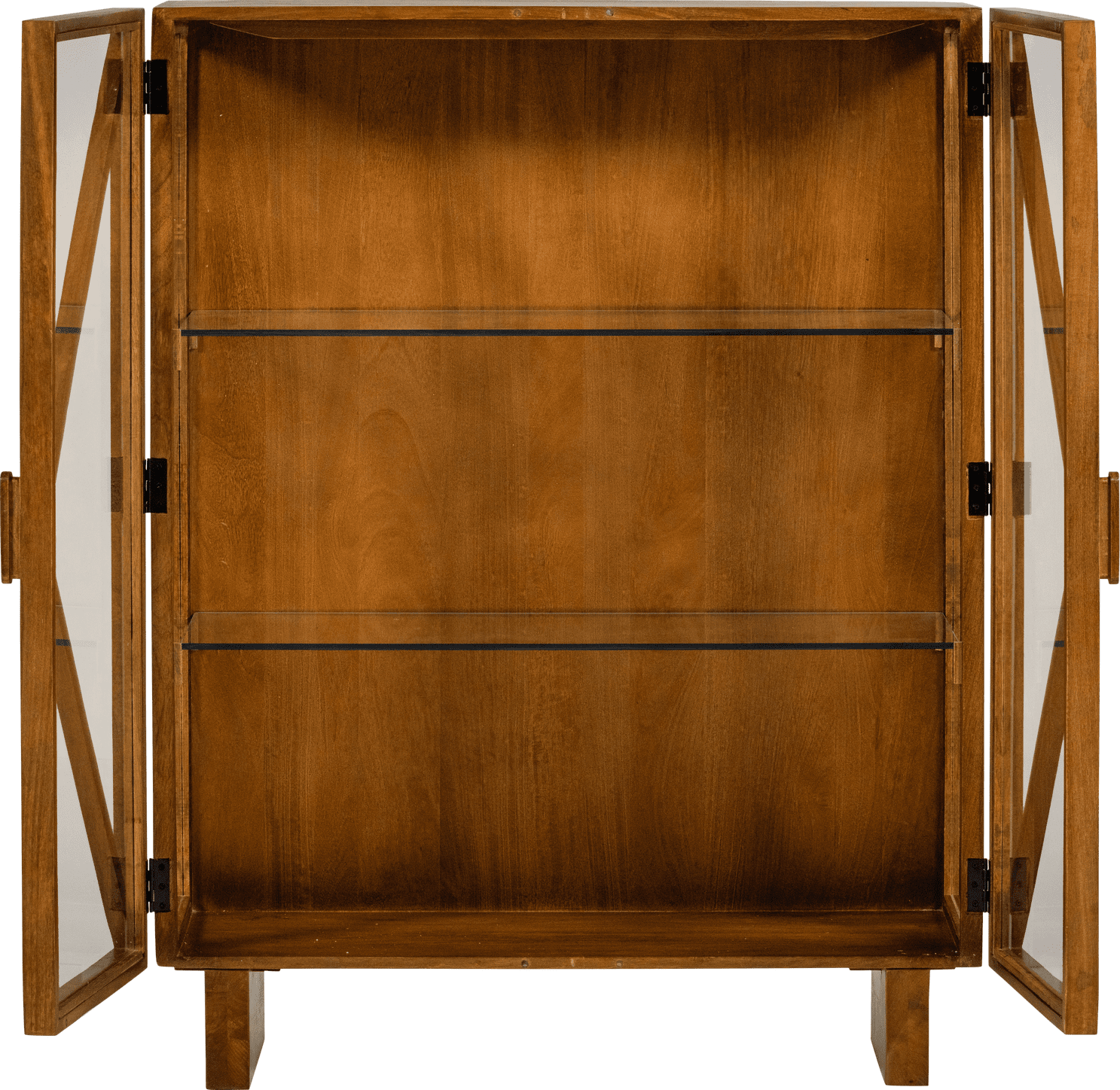 WOOOD Kella 2-deurs kast mango hout naturel Naturel Vitrinekast|Kast