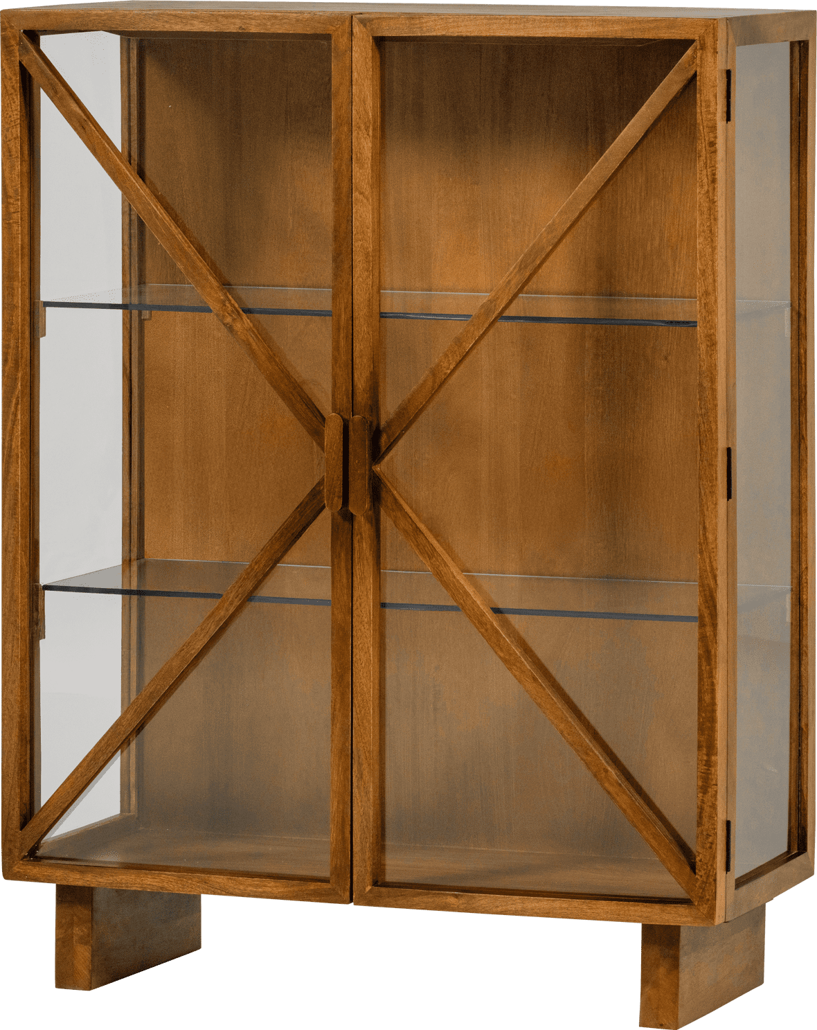 WOOOD Kella 2-deurs kast mango hout naturel Naturel Vitrinekast|Kast