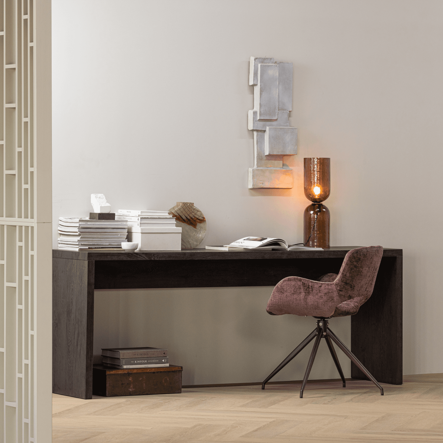 WOOOD Maan sidetable mdf donkerbruin Donkerbruin Wandtafel