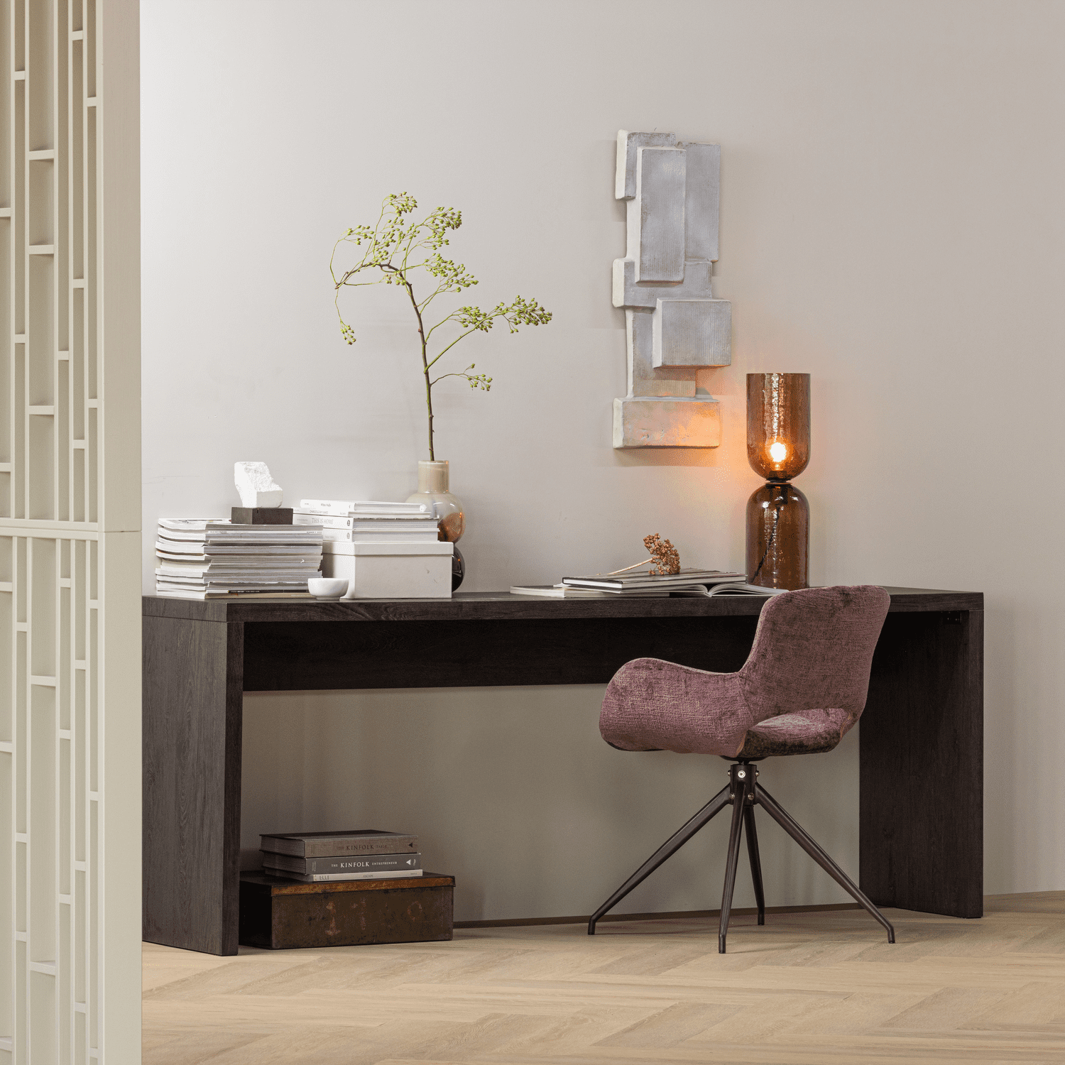 WOOOD Maan sidetable mdf donkerbruin Donkerbruin Wandtafel