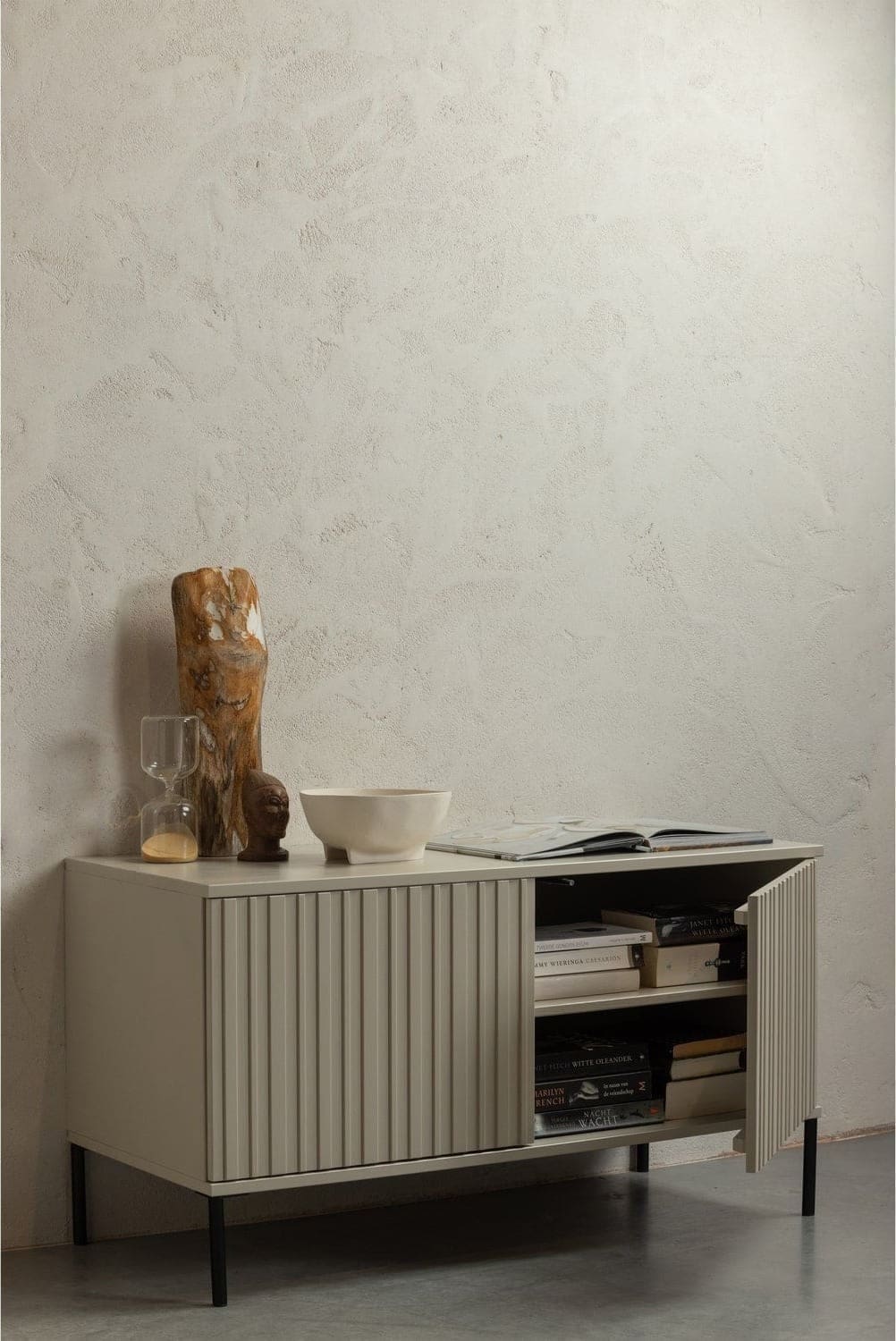 WOOOD New gravure tv meubel 100cm grenen dust Paars Tv-meubel|Tv-dressoir