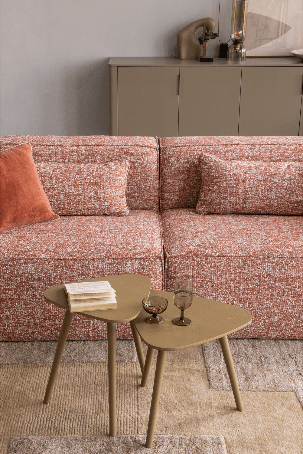WOOOD Nila bijzettafels hout zand - set van 2 Bruin|Beige Bijzettafel