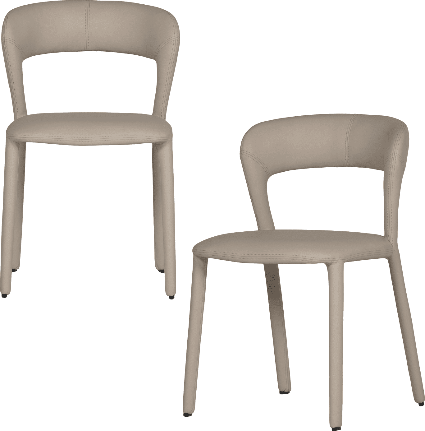 WOOOD Noble eetkamerstoel leerlook beige Beige Eetkamerstoel
