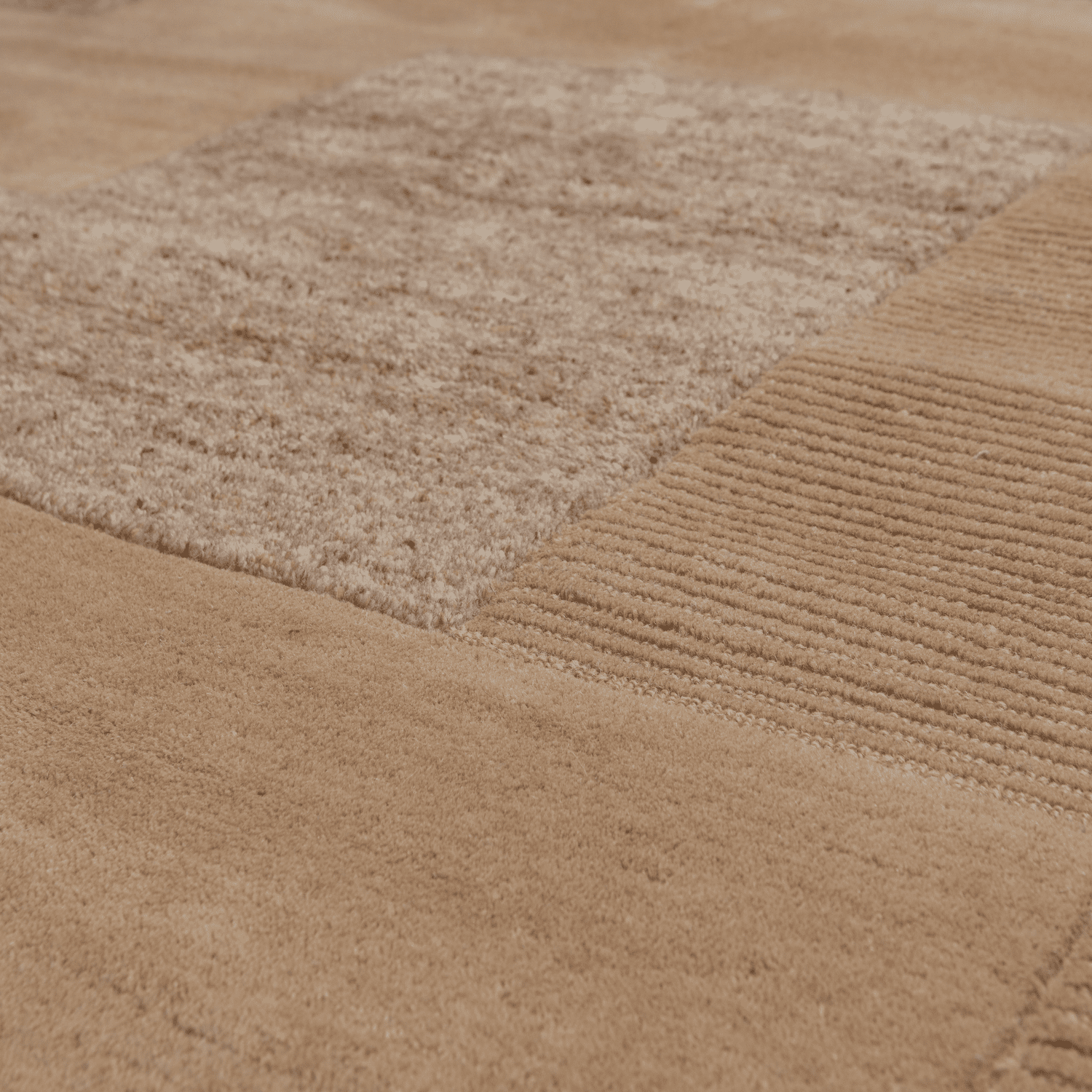 WOOOD Noven handgeweven vloerkleed wol/katoen zand 170x240cm Bruin|Beige Vloerkleed