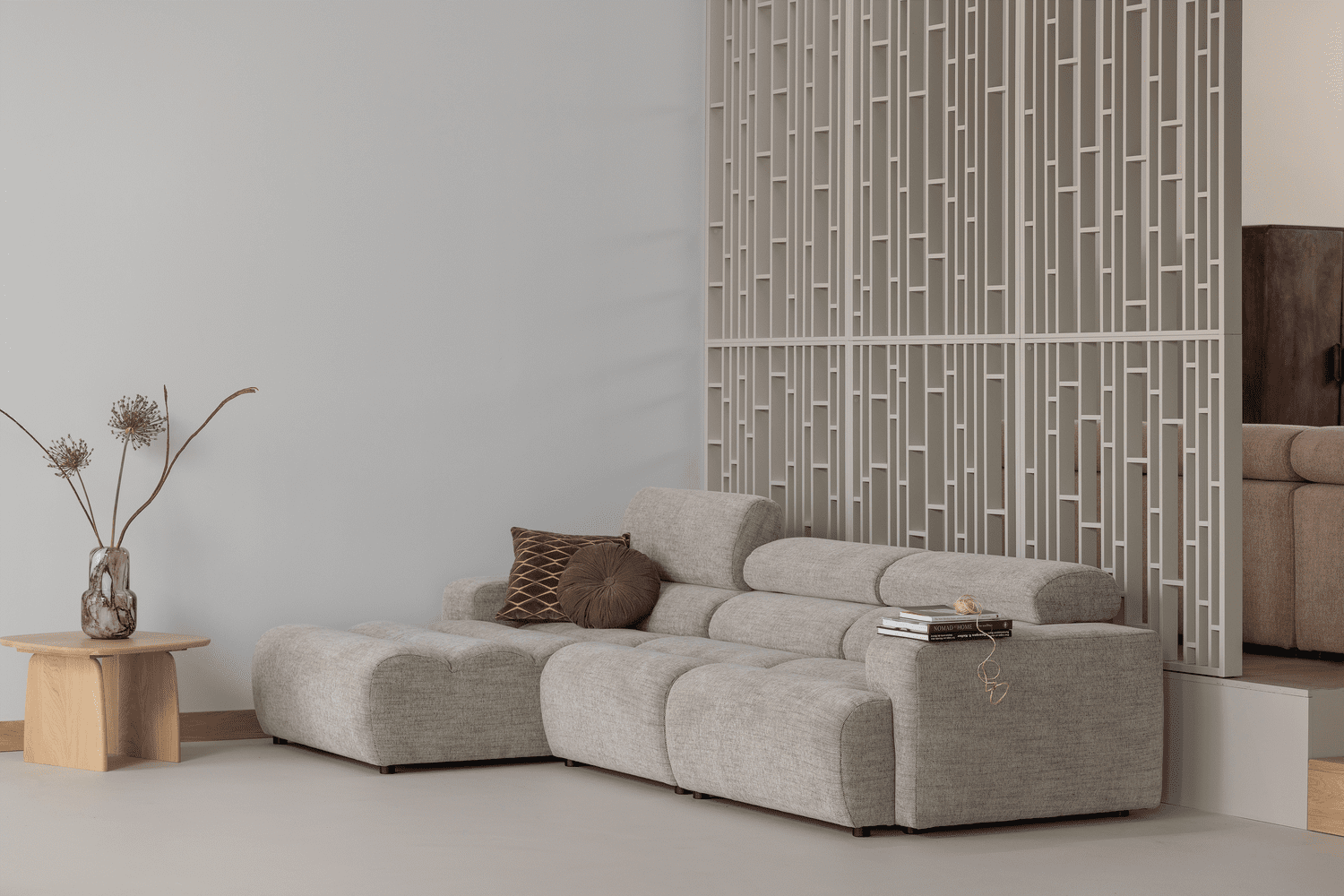 WOOOD Novi chaise longue links boucle naturel Naturel Bank