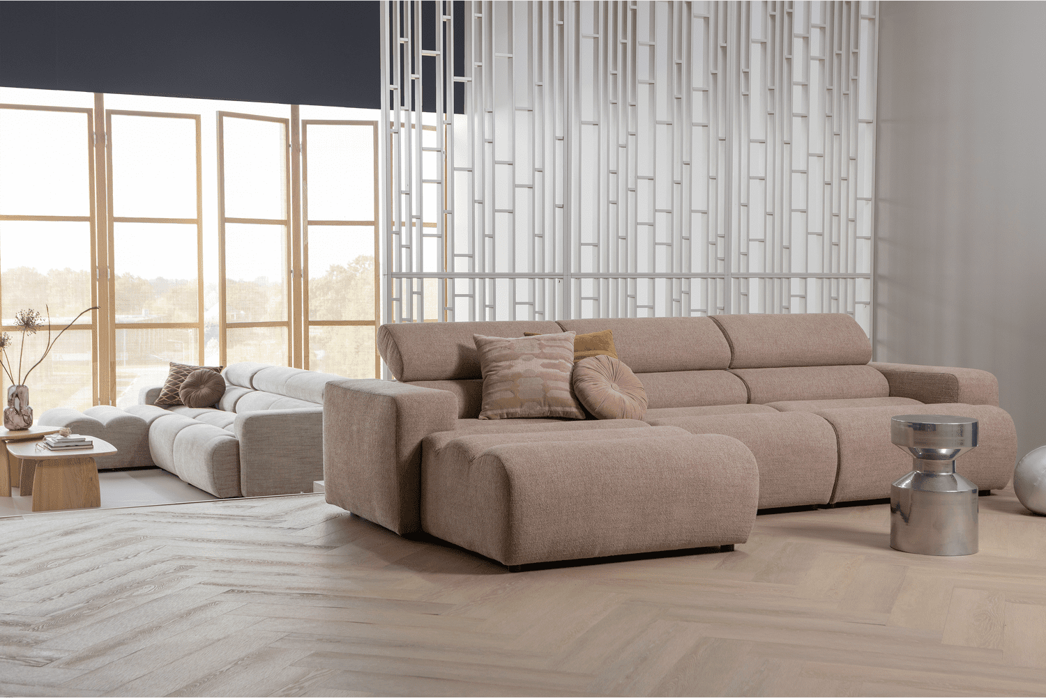 WOOOD Novi chaise longue links boucle taupe Taupe Bank