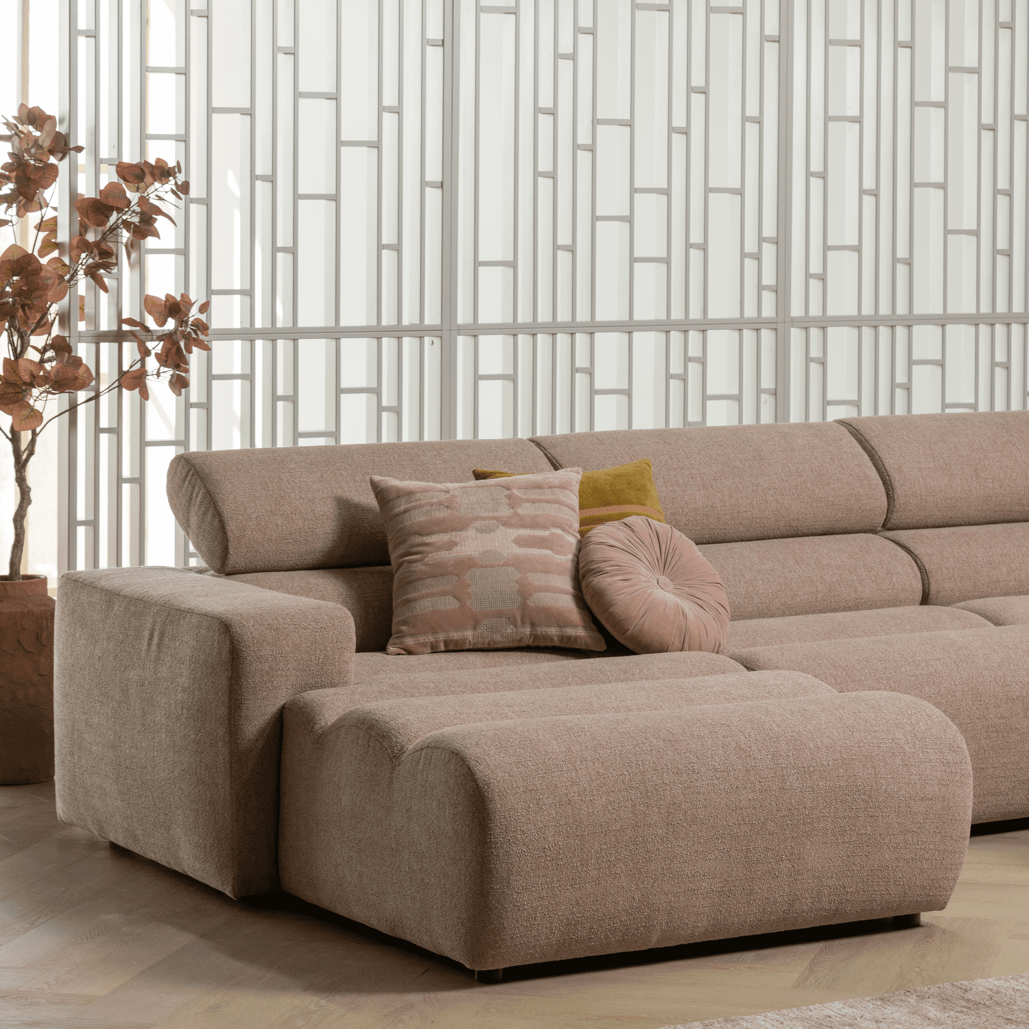 WOOOD Novi chaise longue links boucle taupe Taupe Bank