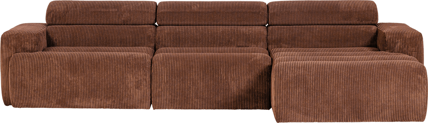 WOOOD Novi chaise longue rechts ribstof terra Cognac|Oranje|Bruin Bank
