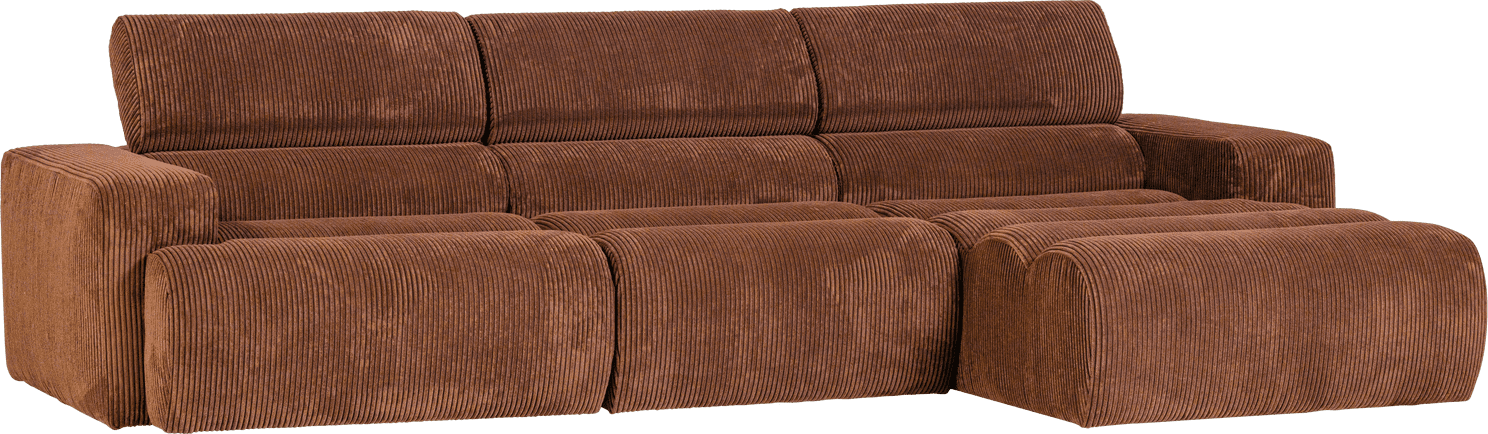 WOOOD Novi chaise longue rechts ribstof terra Cognac|Oranje|Bruin Bank