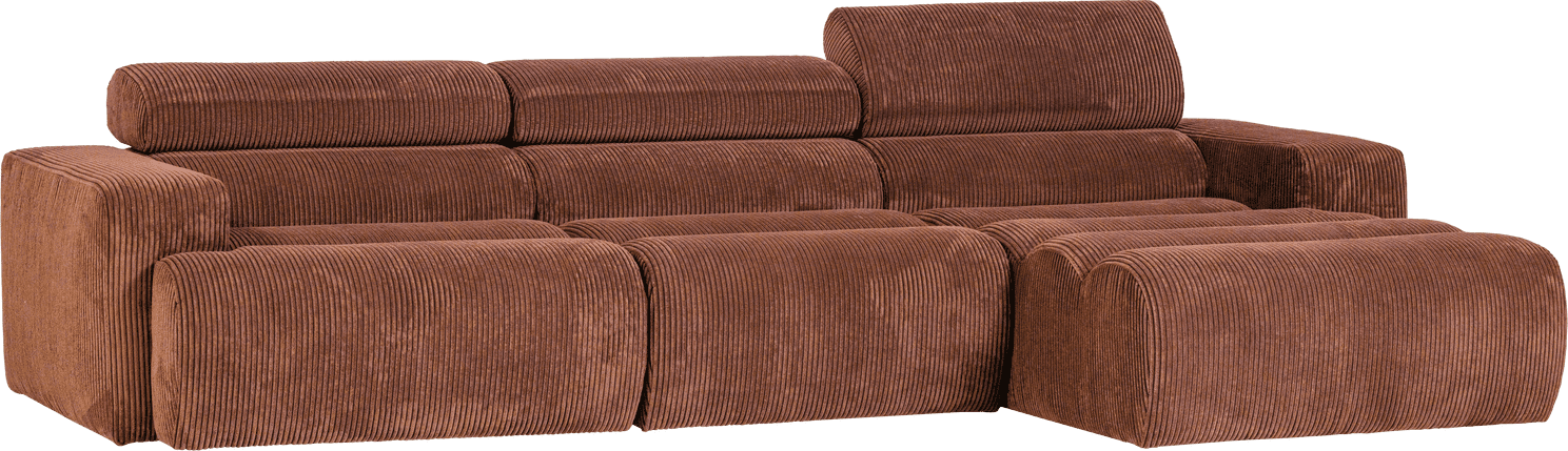 WOOOD Novi chaise longue rechts ribstof terra Cognac|Oranje|Bruin Bank