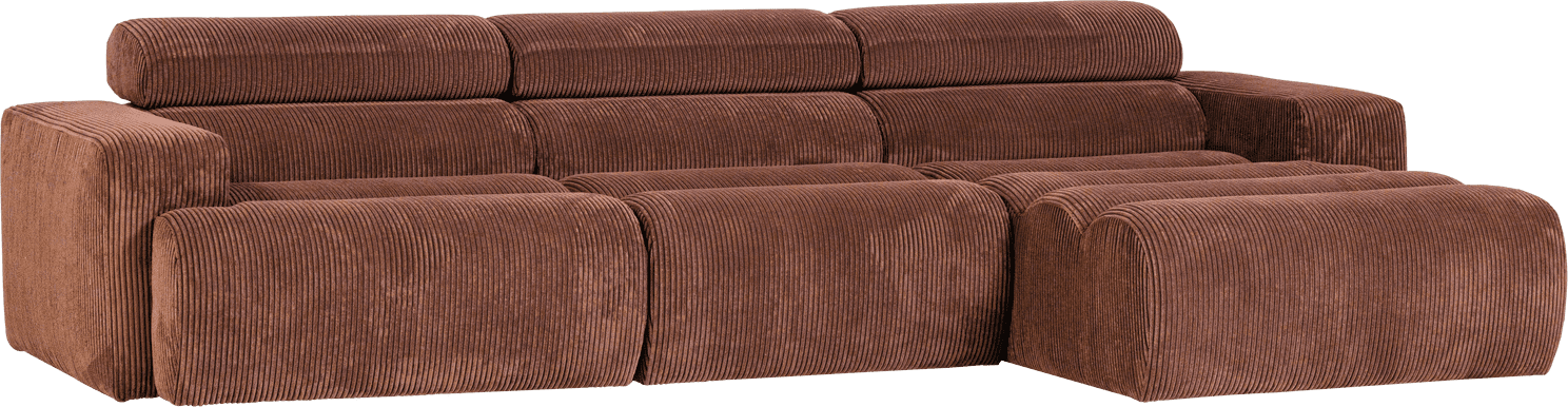WOOOD Novi chaise longue rechts ribstof terra Cognac|Oranje|Bruin Bank