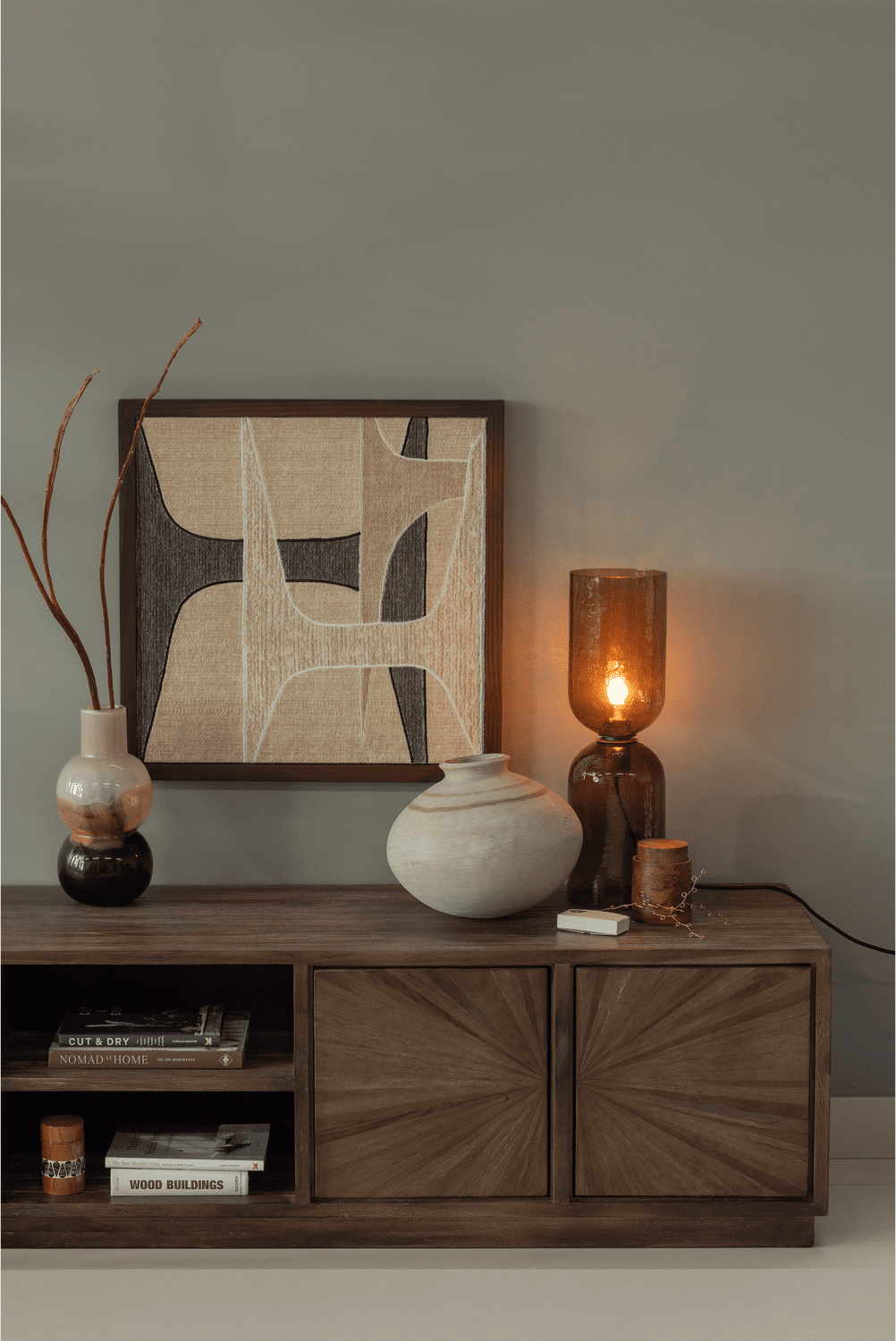 WOOOD Sun tv meubel met open vak recycled teak bruin Bruin Tv-meubel|Tv-dressoir