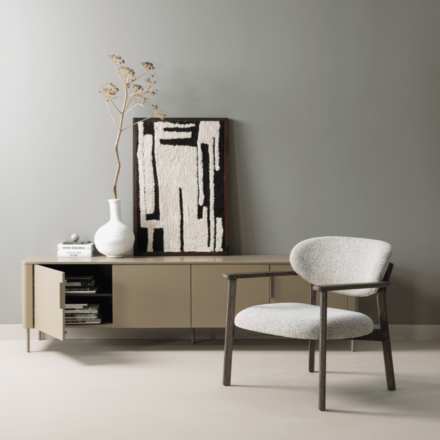 WOOOD Udar fauteuil met houten frame donkerbruin Bruin Fauteuil
