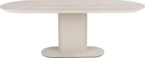Xooon Brianto eetkamertafel 210 x 100 cm - keramiek blad Travertin - creme Beige|Wit Eettafel