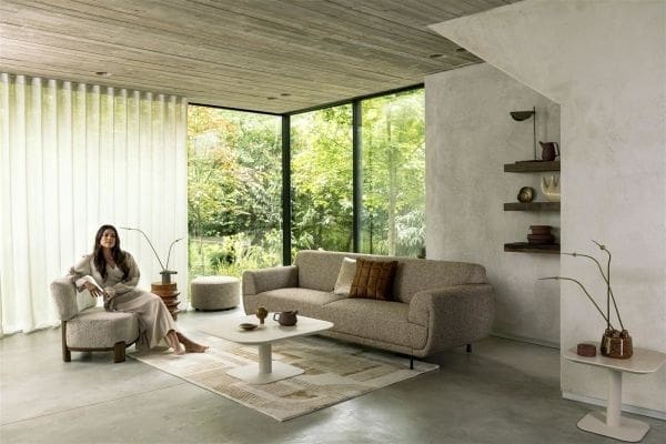Xooon Brianto eetkamertafel 210 x 100 cm - keramiek blad Travertin - steel brown Eettafel