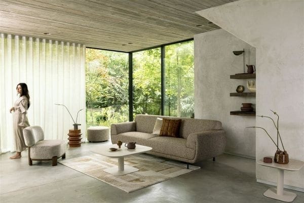 Xooon Brianto eetkamertafel 210 x 100 cm - keramiek blad Travertin - steel brown Eettafel
