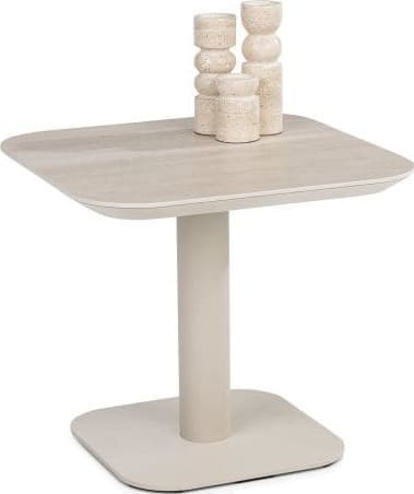 Xooon Brianto salontafel 50 x 50 cm - keramiek blad Travertin Beige|Wit Bijzettafel