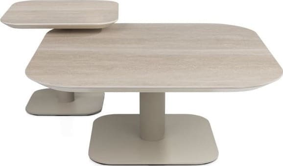 Xooon Brianto salontafel 50 x 50 cm - keramiek blad Travertin Beige|Wit Bijzettafel