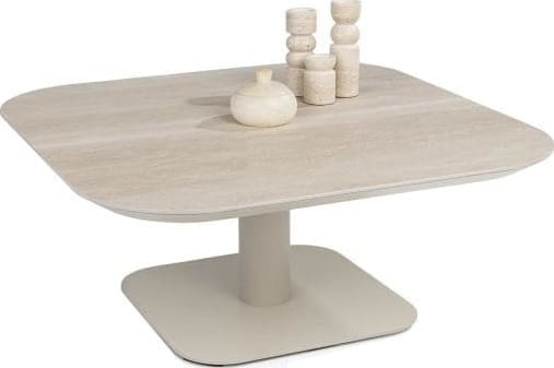 Xooon Brianto salontafel 90 x 90 cm - keramiek blad Travertin Beige|Wit Bijzettafel