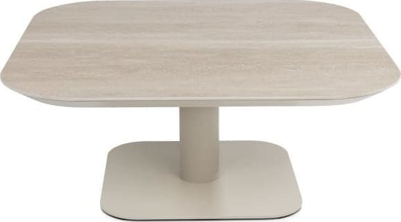 Xooon Brianto salontafel 90 x 90 cm - keramiek blad Travertin Beige|Wit Bijzettafel