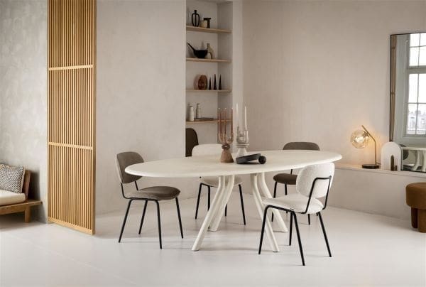 Xooon Lund eetkamertafel ovaal 210 x 120 cm. - stone-skin - cone poot - desert Bruin|Cognac Eettafel