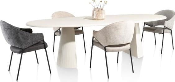 Xooon Lund eetkamertafel ovaal 270 x 120 cm. - stone-skin - cone poot - desert Bruin|Cognac Eettafel