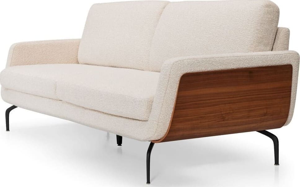 Baenks Nolita Beige - schaal arm hout - 3-zitsbank - zijkant