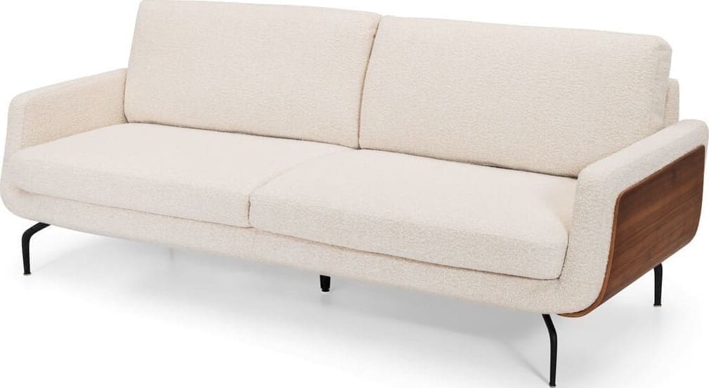 Baenks Nolita Beige - schaal arm hout - 3-zitsbank - boven schuin
