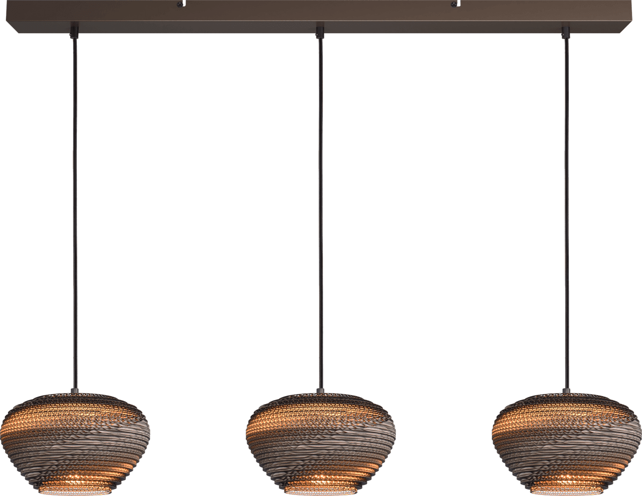 Hanglamp Cartone - 3 lichts - cacao (100cm)