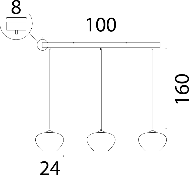 Hanglamp Cartone - 3 lichts - cacao (100cm) - Afbeelding 3